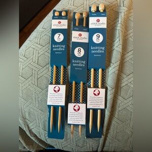 Stitch Studio By Nicole 3 sets Single Point Bamboo Knitting Needles 10 inches